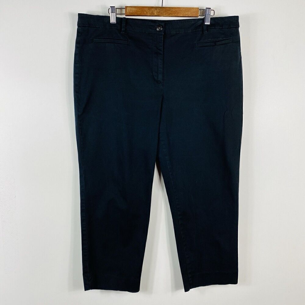 Ann Taylor Size 18 Cotton Crop Pants Black Career Work Casual - Picture 2 of 6
